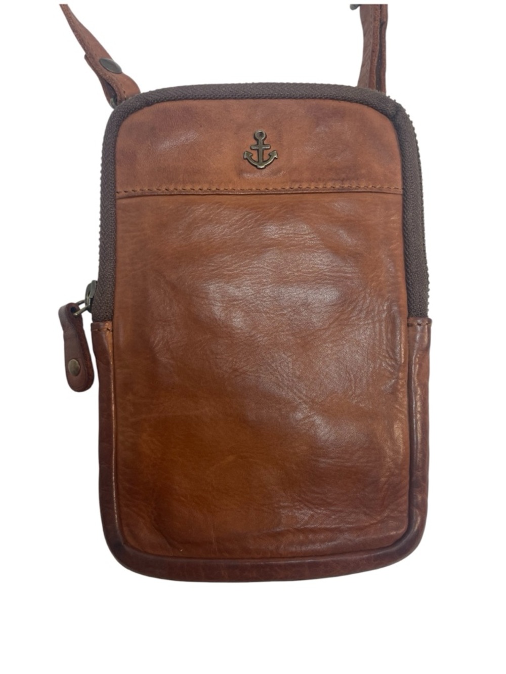 Harbour 2nd Anchor Love Benita Cognac Brown Leather Phone Wallet Crossbody Bag